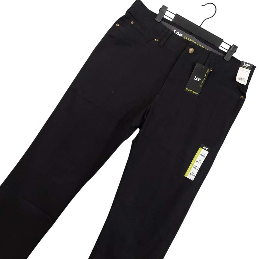 Lee Pants Mens 38x34 Black Extreme Motion Regular‎ Straight 112353919